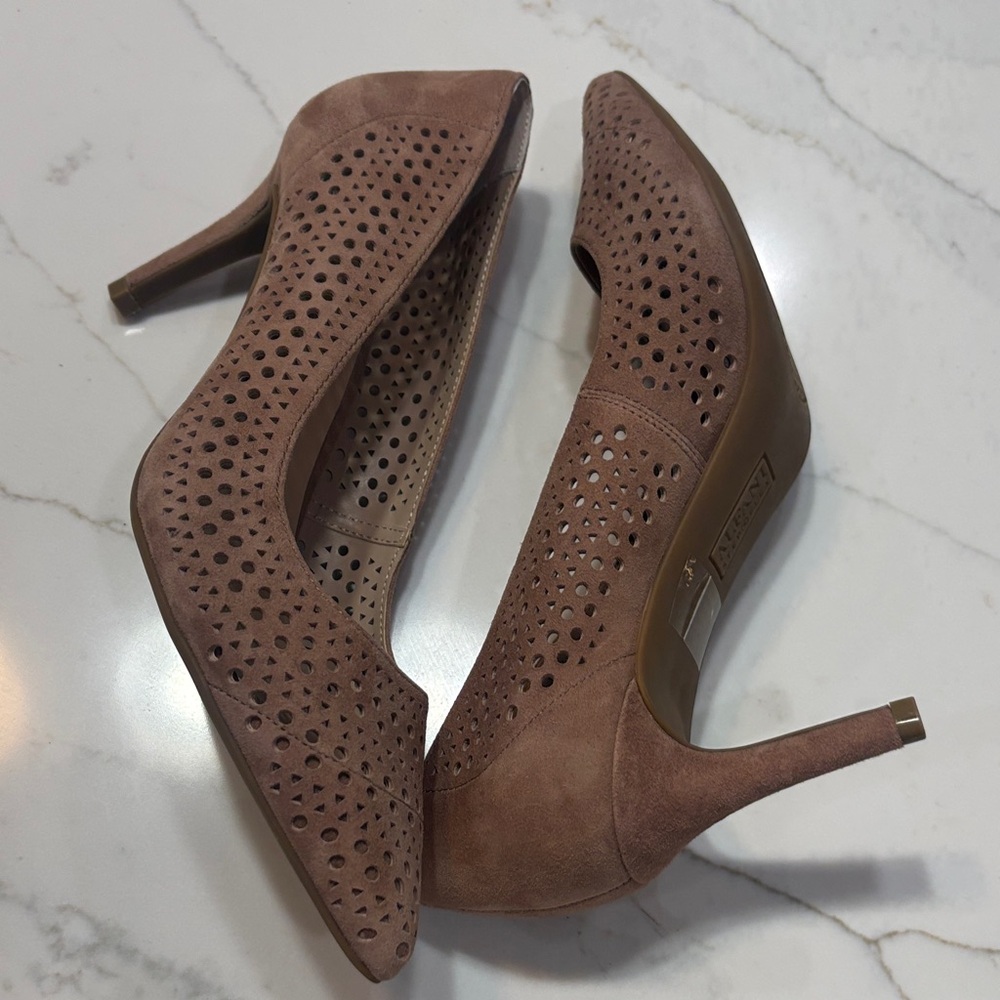 Alfani Brown Perforated Pointed-Toe Pumps - Picture 7 of 16